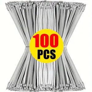 [heavy-Duty Stainless Steel Cable Ties] 100-Pack Metal Cable Ties for Automotive and Machinery, Rust-Resistant and High-Temperature Resistant, 304 Stainless Steel Material