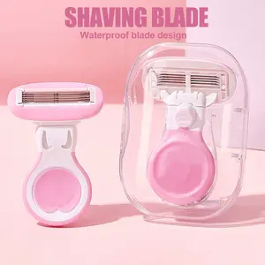2 Counts Travel Razors for Women, Compact Skin-Friendly Shavers - Moisturizing Blades for Legs Area