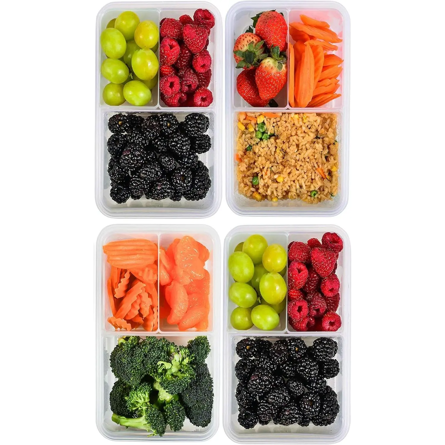 Bento Lunch Box  Meal Prep Containers, Food  Snack Storage for Adults  , Microwave, Freezer,  Dishwasher Safe, Reusable, Airtight Lid, Removable Compartments, 39oz, 4 Pack