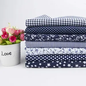 7Pcs 20" x 20" Navy Blue Cotton Fabric Fat Quarter Bundles DIY Making Supplies for Quilting Patchwork Cushions