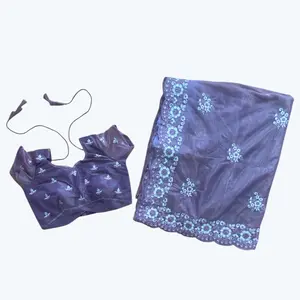 Thread work boutique saree and blouse set