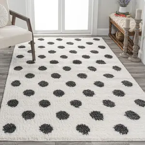 JONATHAN Y Pere Modern Charcoal Dot Shag Indoor Area Rug; for Living Room, Kitchen, Bedroom, Dining Room, Office