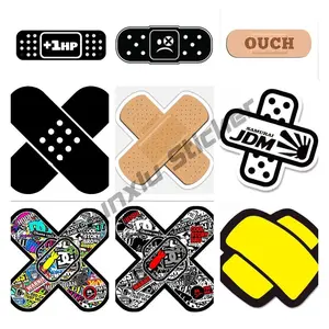 Crazy Face Bandage Vinyl Sticker Car Truck Vehicle Bumper Decal Tactical Large Funny Ouch Band Aid Personalit Accessories