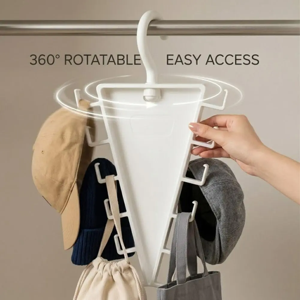 V Shaped Double-Sided Closet Organizer Hanger, Heavy-Duty 360° Swivel Triangle Closet Organizer for Clothes Combinable Multi-Functional Rack for Bathroom Behind Door Wardrobe Space Saver