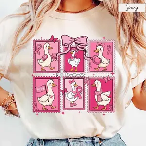 Comfort Colors Breast Cancer Awareness Month Shirt, I Wear Pink Tee, Goose Pink Ribbon T-Shirt, Fighter Support Gift