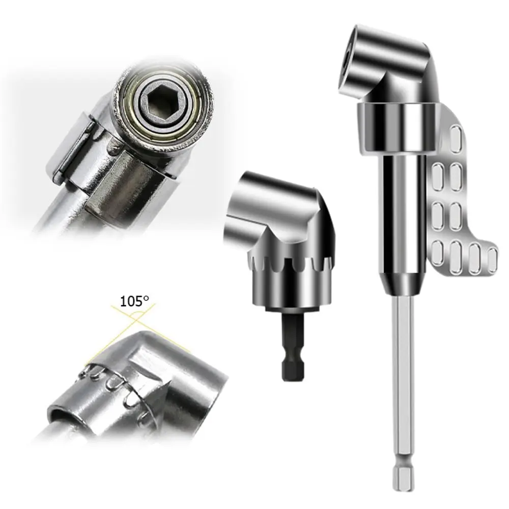 2PCS Right Angle Drill Attachment, 105° Flex Screwdriver Adapter with 1/4" Hex   Magnetic Bit Holder, Long & Short Right Angle Driver for Tight Spaces, Cordless   Drill & Impact Driver Accessory