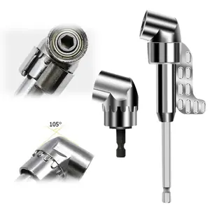 2PCS Right Angle Drill Attachment, 105° Flex Screwdriver Adapter with 1/4" Hex   Magnetic Bit Holder, Long & Short Right Angle Driver for Tight Spaces, Cordless   Drill & Impact Driver Accessory