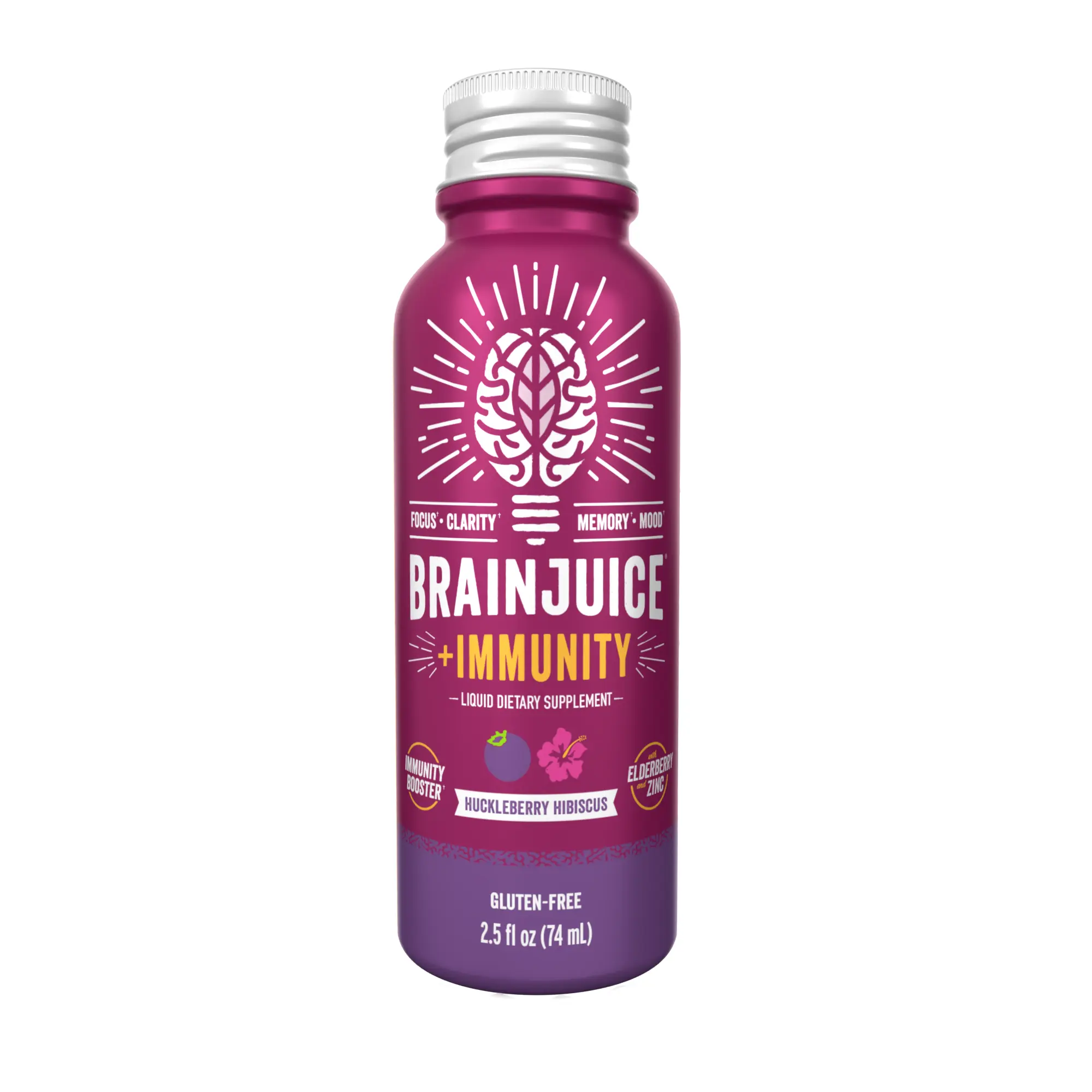 BRAINJUICE Immunity Huckleberry Hibiscus 2.5 oz. Ready to Drink Supplement | 12-pack