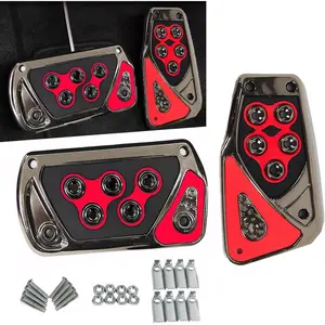 Pack of 2 Car Pedal Covers, Anti-Slip Vehicle Foot Treadle, 2.55In x 5.11In Automatic Pedal Pad, Universal Accessories for Most Cars (Red)