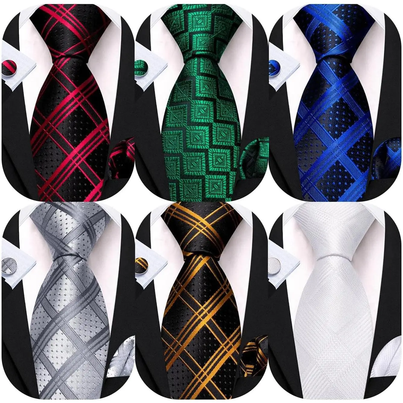Men's 4-Piece Paisley Silk Tie Set, Stylish Woven Design with Pocket Square, Cufflinks & Tie Clip for Formal Weddings & Parties, Stylish Tie Design