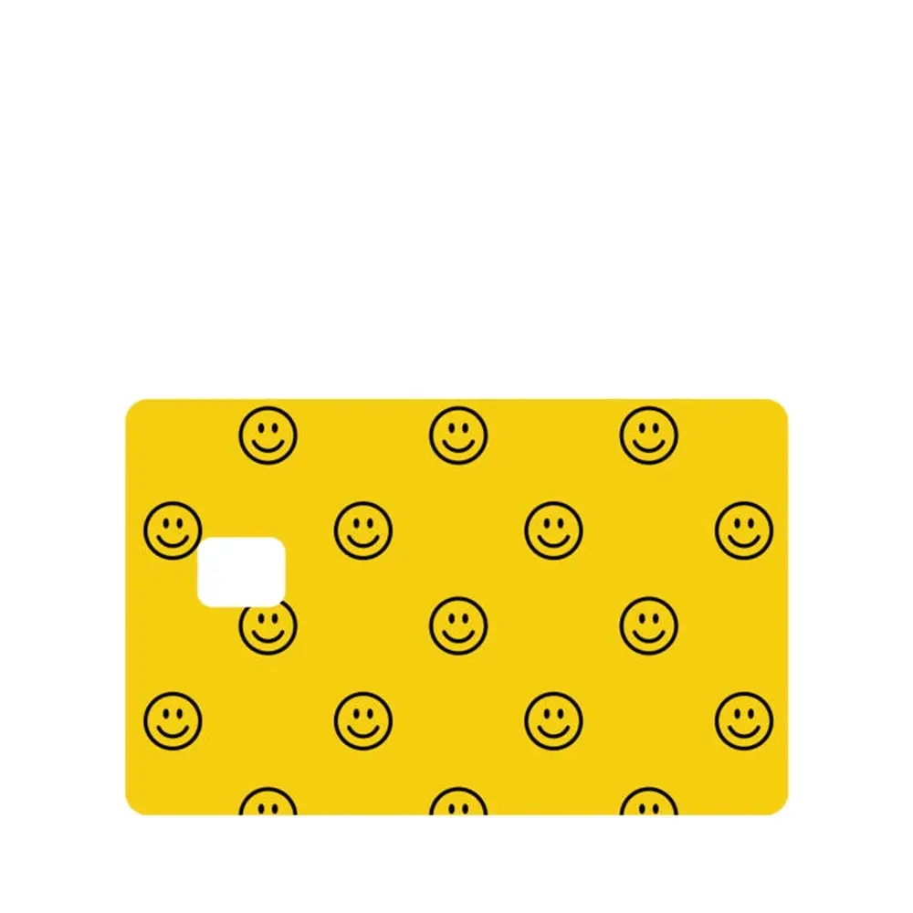 Smiley Face Yellow Credit-Debit-EBT Chip Card Vinyl Sticker, High-Gloss Double-Laminated Cover, Waterproof, Stain-Resistant, Tear-Resistant, Easy to Maintain Home Decor