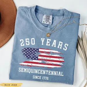 Comfort Colors retro USA 250 shirt featuring patriotic flag design, perfect for Independence Day celebrations, 4th of July events, and honoring America’s 250th anniversary in style