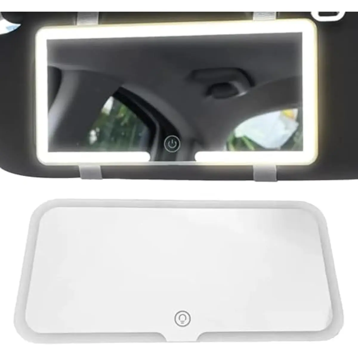 Car Vanity Mirror Sun Visor Rechargeable LED Car Mirror 3Modes & 60LEDs Touch Control Dimmable White Multifunctional Car Led