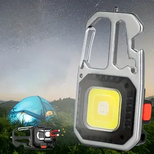 1/2-Pack Rechargeable Mini COB Keychain Light, Ultra-Bright Magnetic Flashlight, Magnet Led Flashlight, Portable Outdoor Camping Light with Magnet, Battery Level Indicator, 7 Lighting Modes, Ideal for Night Fishing, Repairs, and More