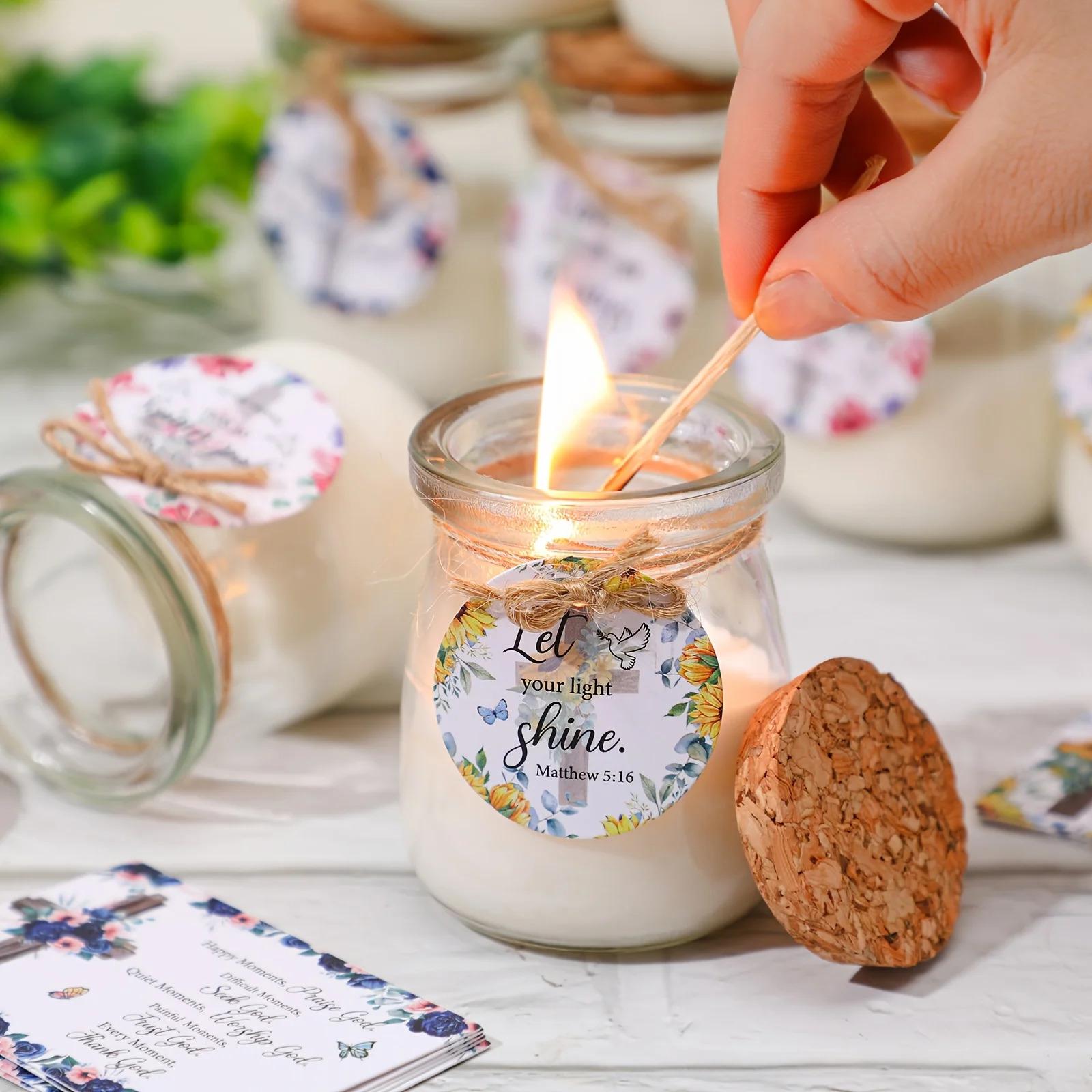 20 Set Christian Religious Prayer Candle Thank You Gift Bible Verse Gift Bulk