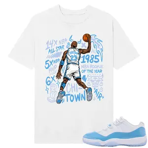 Unisex T-shirt To Match Sneakers Jordan 11 Low University Blue - MJ Slam Dunk. 100% Cotton for Casual Wear. Comfortable Summer Unisex T-Shirt to match Jordan Sneaker. Streetwear Style. urban outfitters