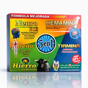 Hierro Multi-Vitaminico 5 en 1 - 15 (20ml Drinkable Shots) Bello Neuro Farma -  Daily Energy & Wellness Support (15 x 20mL)