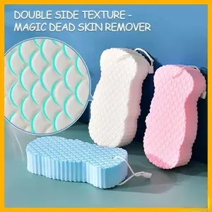 Super Soft Exfoliating Bath Sponge, Reusable Body Scrubber, Dual Sided Sponge, Gentle Natural Fiber Shower Sponge for Adults & Kids, Personal Spa Experience