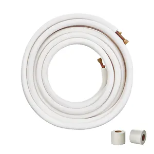 VEVOR 50FT Mini Split Line Set, 3/8 5/8 O. D Copper Pipes Tubing and Triple-Layer Insulation, for Mini Split Air Conditioning Refrigerant or Heating Pump Equipment HVAC with Wrapping Strips.