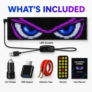 Flexible LED Pixel Display for Car Rear Window, USB Powered Matrix Screen with App Control, Remote & DIY Animation