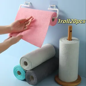 1 Roll 20 Sheets Ultra-Fine Microfiber Cleaning Cloths, Highly Absorbent Kitchen Wipes, Dishwashing Cloth, Reusable Wet Dry Dual-Sided Cleaning Towel, Dish Towels for Home Use