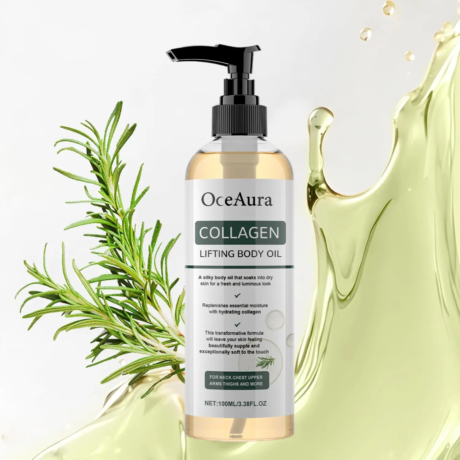 Collagen Firming Body Oil - Post-Shower Body Care Moisturizer, Anti-Aging Liquid for Women, Softens Crepey Skin, Hydrates Dry All Skin Types, 3.38 Fl Oz, Hydrating