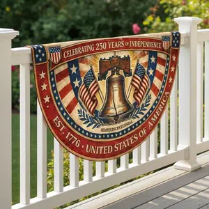 250th Anniversary USA Fan Flag, Semiquincentennial Patriotic Gifts, Liberty Bell Vintage Canvas Decor, July 4th Independence Day 2026 Banner