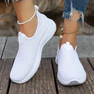 Women's Slip On Sneakers Lightweight Breathable Knit Casual Walking Shoes Spring Comfort Soft Sole Wide Width Loafers