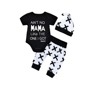 Newborn Kid Baby Boy 3pcs Clothes Jumpsuit Romper Bodysuit Pants Hat Outfits Set