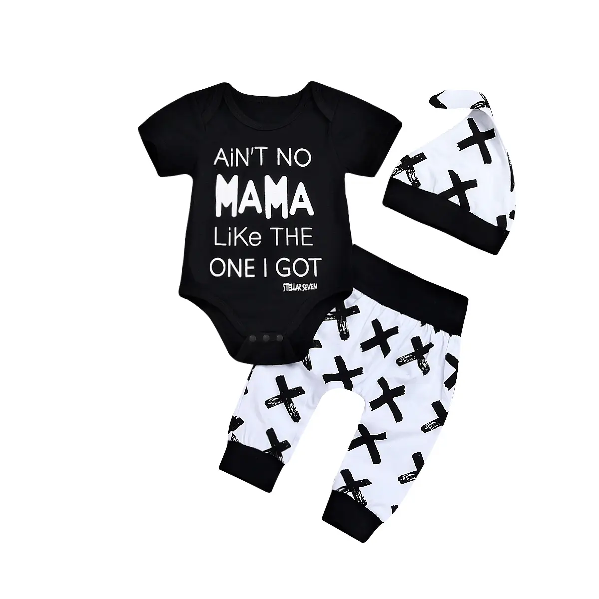 Newborn Baby Boys Girls Outfits Short Sleeve Letter Print Romper Bodysuit+ Pants + Hat 3Pcs Set Infant Spring Summer Clothes