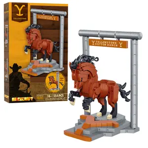 Brickcraft Yellowstone Stallion Horse Building Set, 554-Piece Collectible Model Kit for Adults & Teens 16+