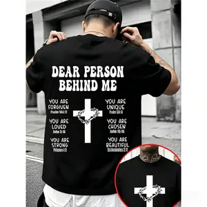 Christian Cross Hoodie Sweatshirt, Bible Verse Inspirational Clothing, Faith Apparel, Religious Belief Trendy Top, Casual Fitted Style, Graphic Print T-Shirt