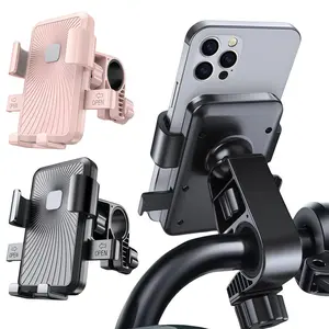 360° Rotation Bike Motorcycle Handlebar Phone Holder Mount Clamp Shockproof, Quick-Release Anti-Slip Design, Universal for iPhone 16/15/14/13 Pro Max/Plus Samsung Galaxy Motorola LG 4.7-7" Smartphones, For Scooter Ebike 0.8-1.1" Handlebar
