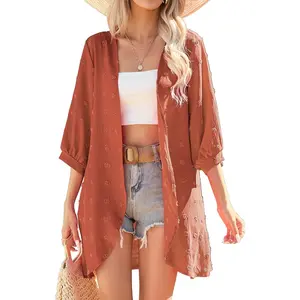 Cardigan for Women 3/4 Sleeve Lightweight Summer Kimono Cardigan Loose Beach Cover Up 2026Gift