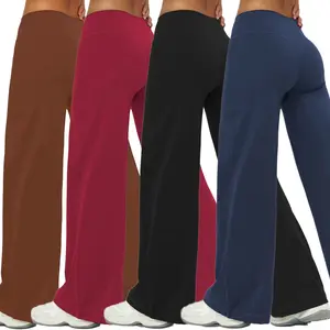 Women's Yoga Wide-Leg Pants for Sports Fitness Outdoor Yoga and Casual Daily Wear Long Length High Stretch 92% Polyester 8% Elastane, Comfort, Fabric,summervibes