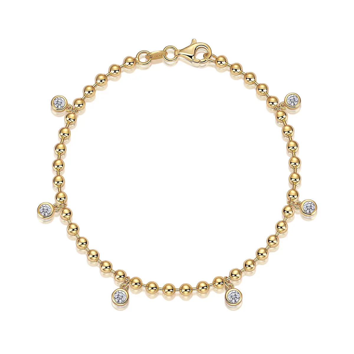 Golden Dots Charm Bracelet with Moissanite Accents | Zariah Gold™