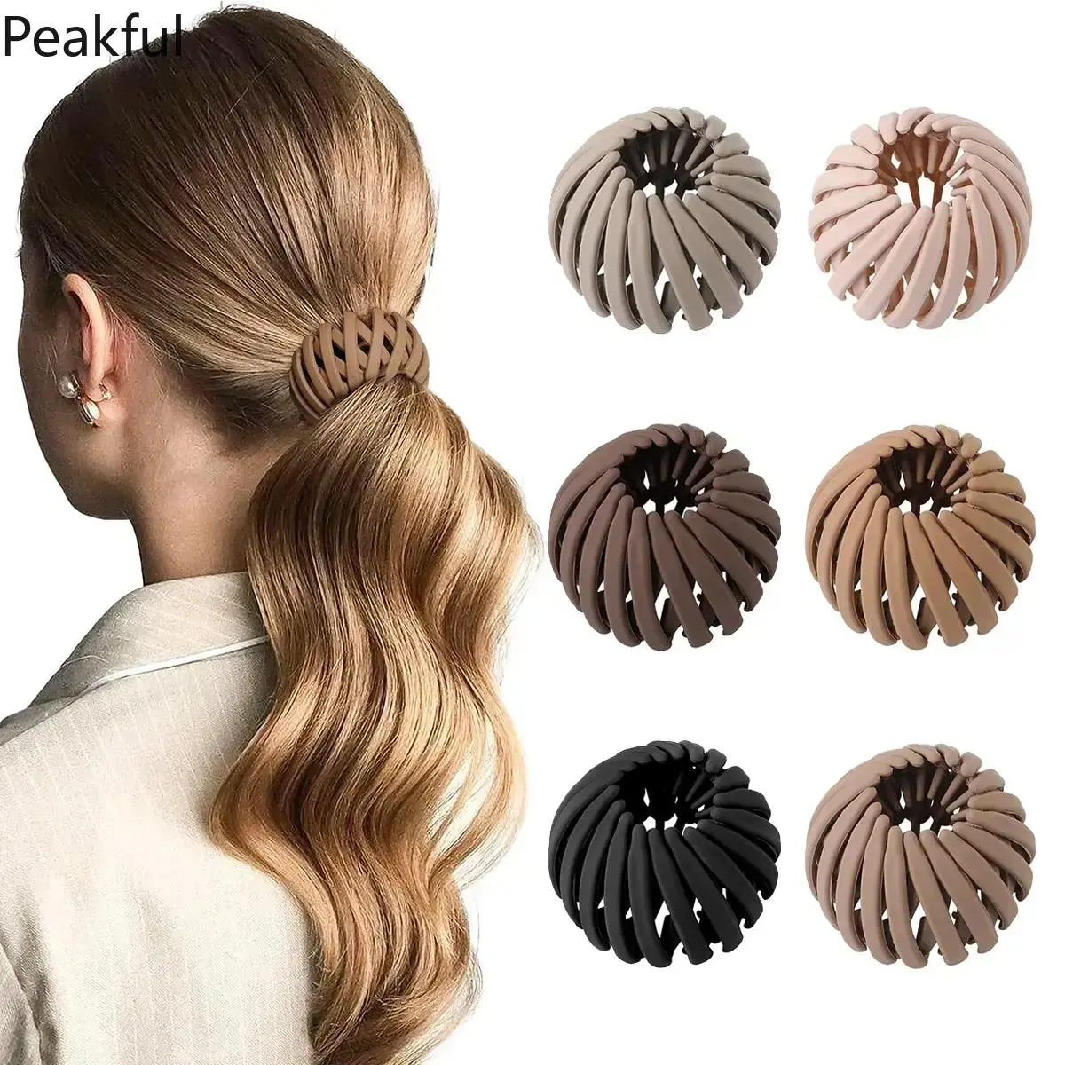 6Pcs Bird Nest Hair Claw Set, Trending Expandable Bun & Ponytail Holder, Elastic Styling Clips for Women & Girls, flexible stretch design & firm hold, easy to use, great for daily looks, casual outings and Black Friday shopping picks