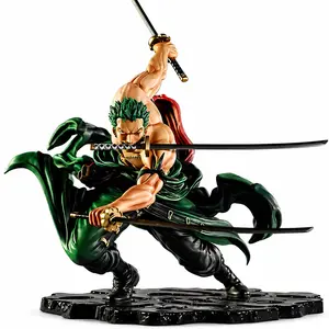 Zoro Three Sword Style Figure One Piece 10cm PVC Collectible Anime Model with Dynamic Pose and Detailed Sculpting for Desk Display Inspired by Roronoa Zoro from One Piece