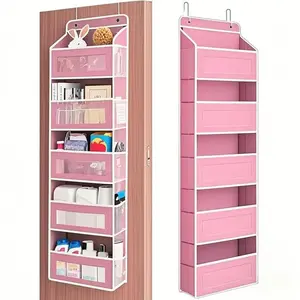 Over The Door Organizer Storage - 5-Tier Hanging Organizer with 10 Large Pockets, Anti-Tilt Design, 44 lb Capacity for Bedroom, Bathroom, Baby Product Storage, Dormitory Storage, Back to School Must Have#Mother's Day