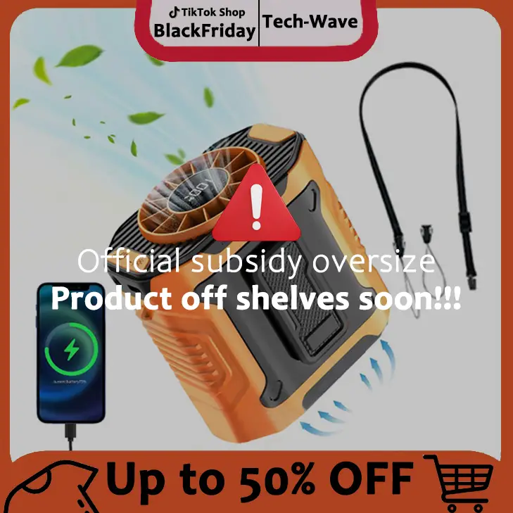 TikTokShopfalldealsforyou Personal Waist Portable Rechargeable Fan, 8H Runtime, 5000mAh Battery Power bank,3 Speeds 5300RPM Airflow, LED Light, Wearab