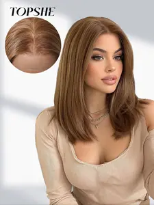 Topshe 13x6 Lace Front Wig, Straight Hair, Short Bob Style, Glueless Bob Wig, Heat Resistant, Comfortable & Natural Look, Easy Wear, Trendy Essential, Lace Frontal Wig