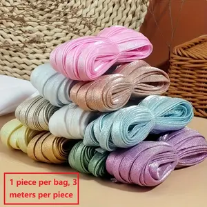 3m Silver Color Glitter Ribbon, Non-Elastic Binding Tape, Heat Resistant, for Clothing, Curtains, Bedding, Bags, Tablecloths