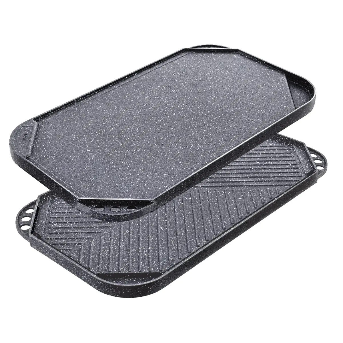 Sensarte Nonstick Griddle Grill Pan, Reversible Grill & Griddle Pan, Two Burner Cast Aluminum Griddle, Portable for Indoor Stovetop or Outdoor Camping BBQ, 19.5" x 10.7" (Grey) Cookware Eggs Set