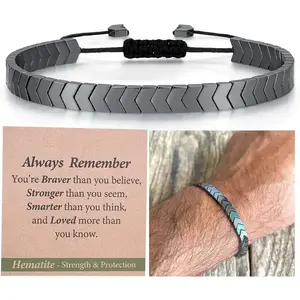 Hematite Arrow Bracelet for Men Teens