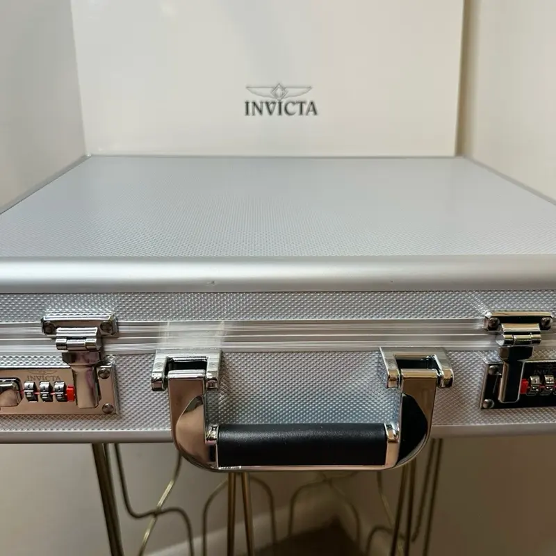 Invicta 18 Slot Watch Storage Case Aluminum Briefcase Display Box Silver NEW