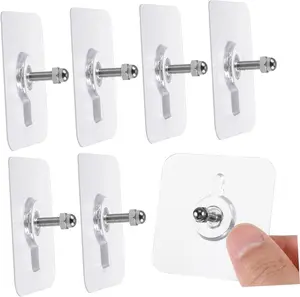 20 Pcs Self Adhesive Picture Hooks, 26.5 lbs Load No Drill Screw Stickers Heavy Duty Picture Hangers Without Nails, 16 mm No Nails Wall Hooks for Hanging, Sticky Hook for Bathroom Kitchen Hangable Organiser