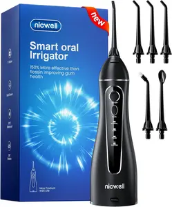 Nicwell Water Dental Flosser Teeth Pick - Cordless Portable 4 Modes Rechargeable Flossers Oral Irrigator IPX7 Waterproof Travel Gum Floss Cleaner Deep Cleaning Flossing Picks for Home Daily Shower