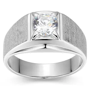 Diamonique Men's 1.70 cttw Solitaire Band Ring,Sterling