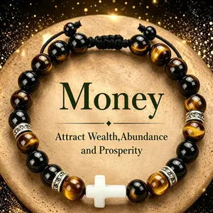 Money Attraction Bracelet with Compass/ GOD/ Cross& Tiger Eye beaded  jewelry protection bracelet encouragement gift fashion artificial bracelet of the day Cross Bracelets Women Men ,Manifestation, Abundance, Good Fortune, Success Stone