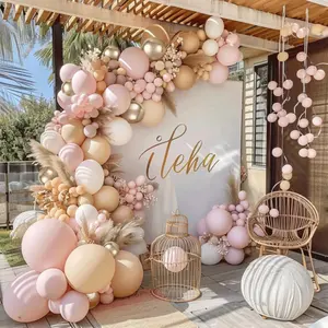 Blush Pink and White Balloon Garland Kit with Nude, Gold, and Champagne Tones – Elegant Arch Decor for Weddings, Baby Showers, Birthdays & More